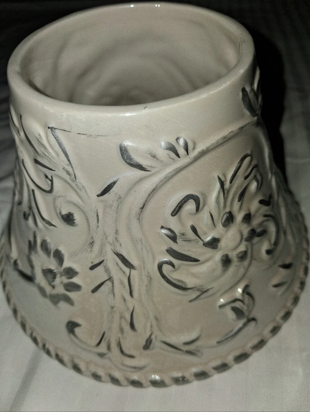 Yankee Candle Tassle Rope Candle Shade And Plate - Cream Floral White - Picture 4 of 8
